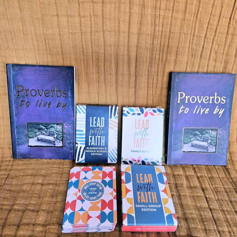 Lead With Faith Card Decks and Proverbs Book Set - Purple & Multicolor